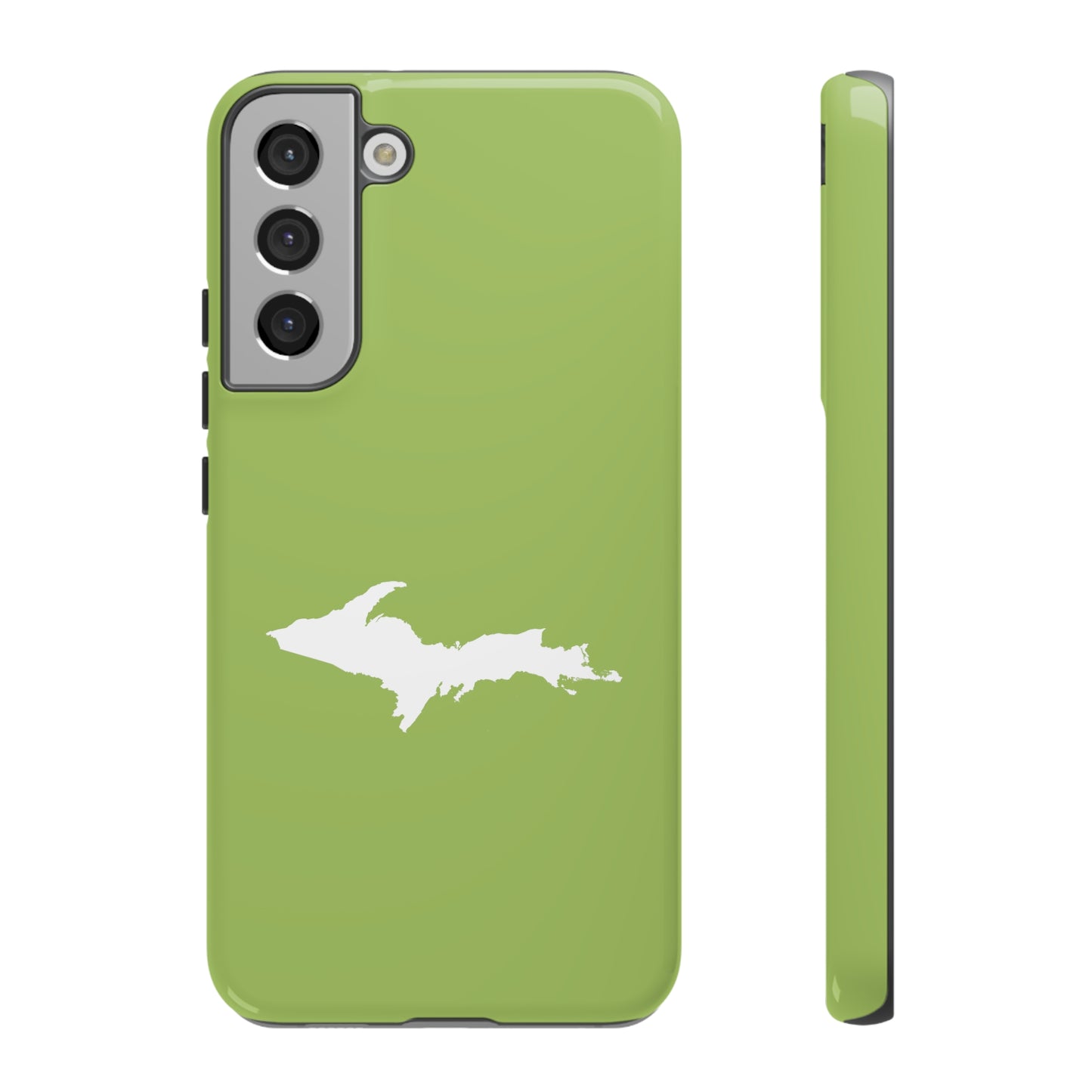 Michigan Upper Peninsula Tough Phone Case (Gooseberry Green w/ UP Outline) | Samsung & Pixel Android