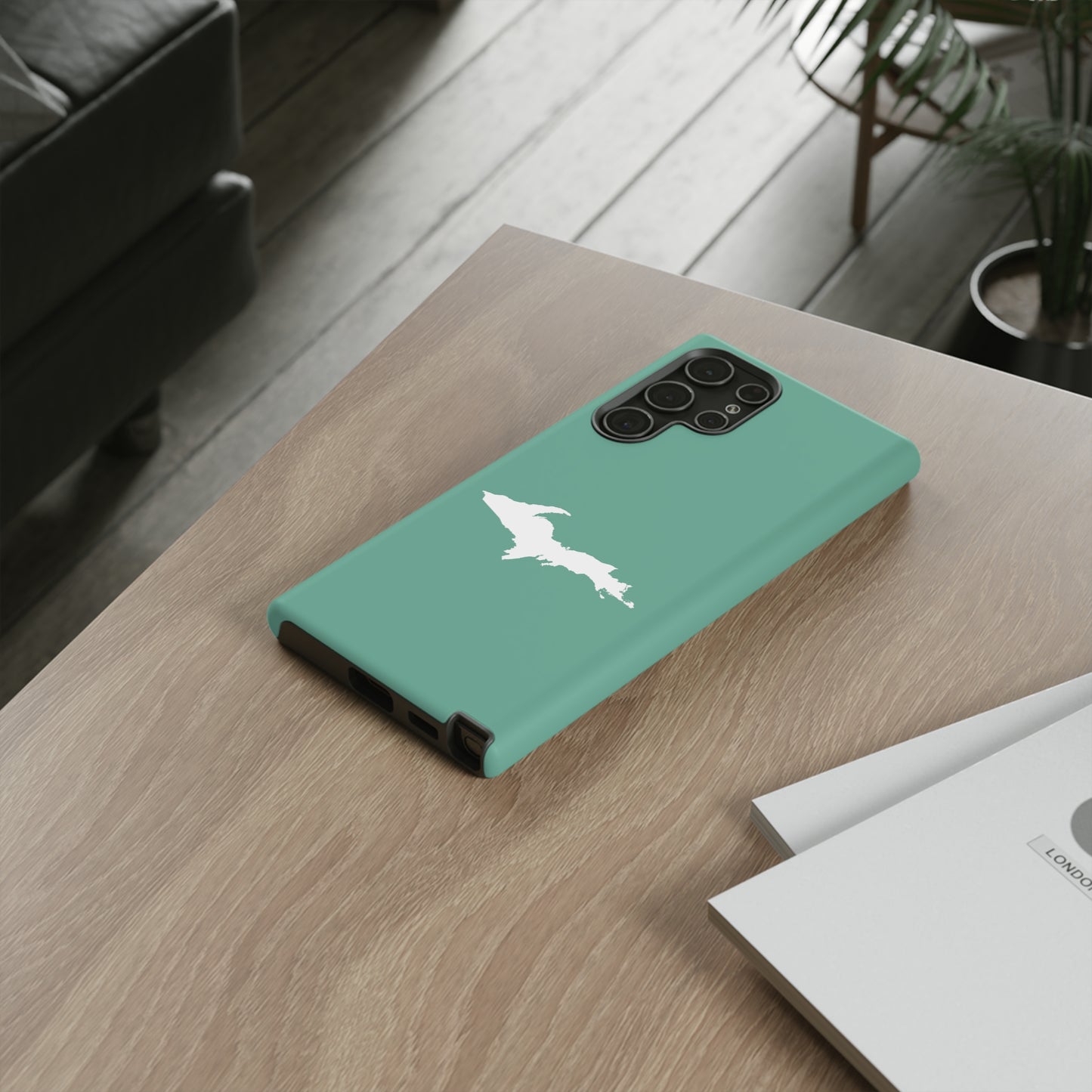 Michigan Upper Peninsula Tough Phone Case ('64 Metallic Mint Green w/ UP Outline) | Samsung & Pixel Android