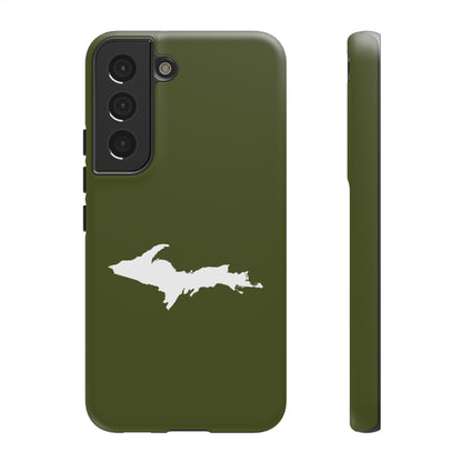 Michigan Upper Peninsula Tough Phone Case (Army Green w/ UP Outline) | Samsung & Pixel Android