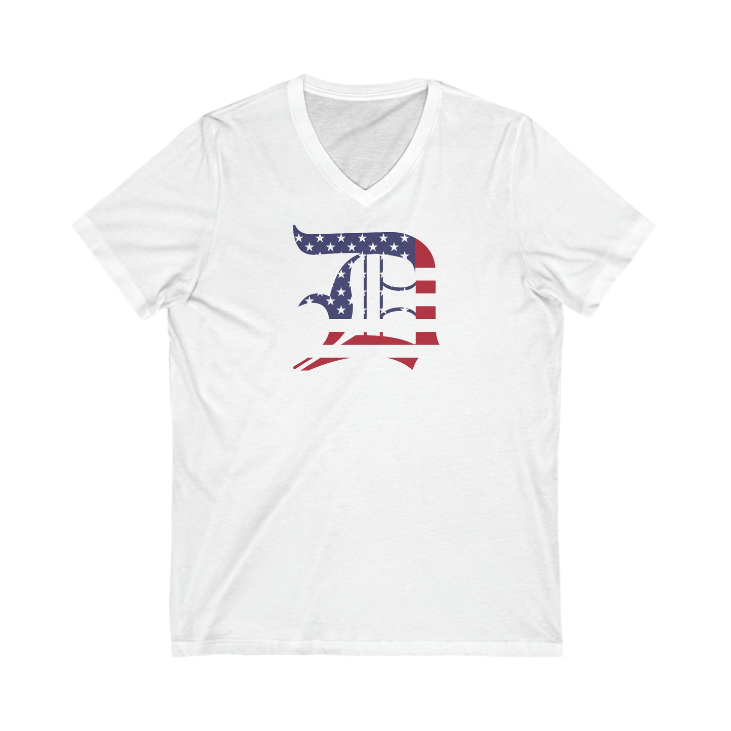 Detroit 'Old English D' T-Shirt (Patriotic Edition) | Unisex V-Neck