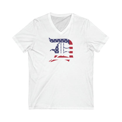 Detroit 'Old English D' T-Shirt (Patriotic Edition) | Unisex V-Neck