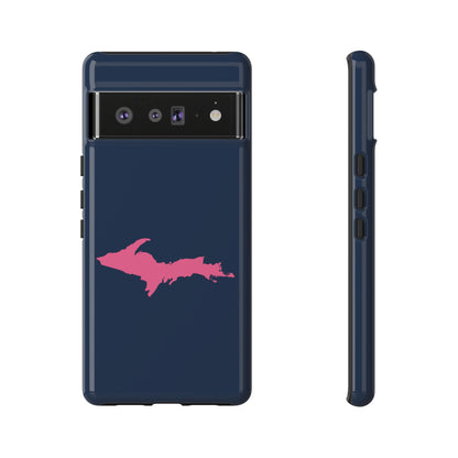 Michigan Upper Peninsula Tough Phone Case (Navy w/ Pink UP Outline) | Samsung & Pixel Android