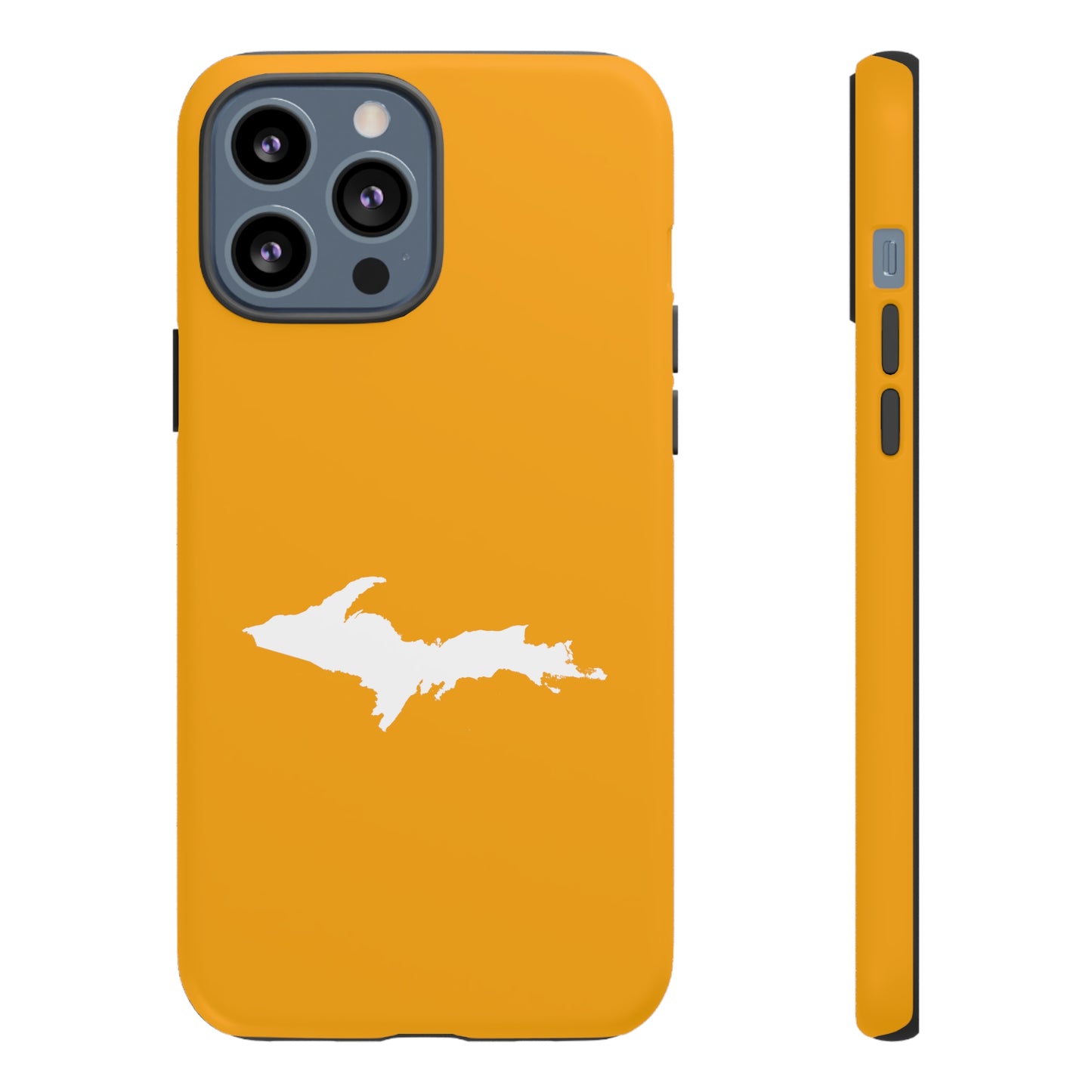 Michigan Upper Peninsula Tough Phone Case (Autumn Birch Leaf Color w/ UP Outline) | Apple iPhone