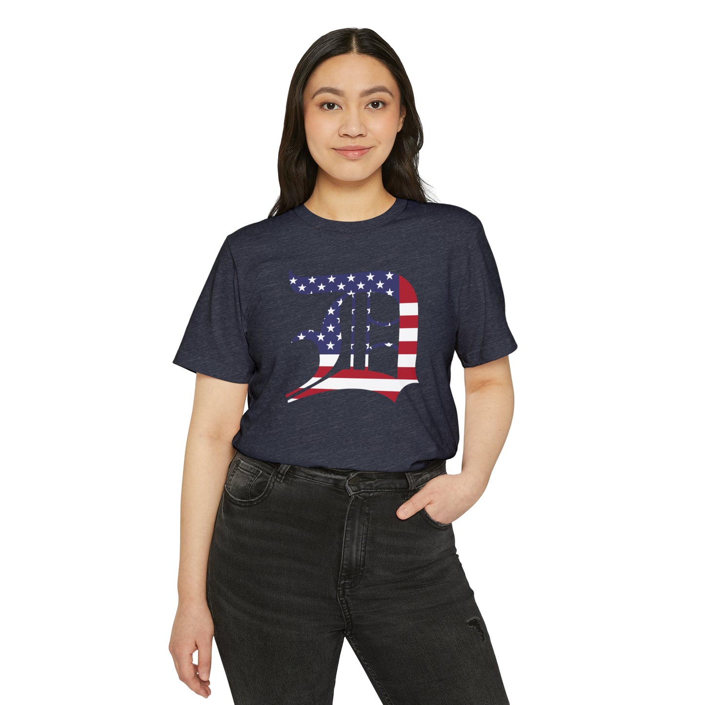 Detroit 'Old English D' T-Shirt (Patriotic Edition) | Unisex Recycled Organic