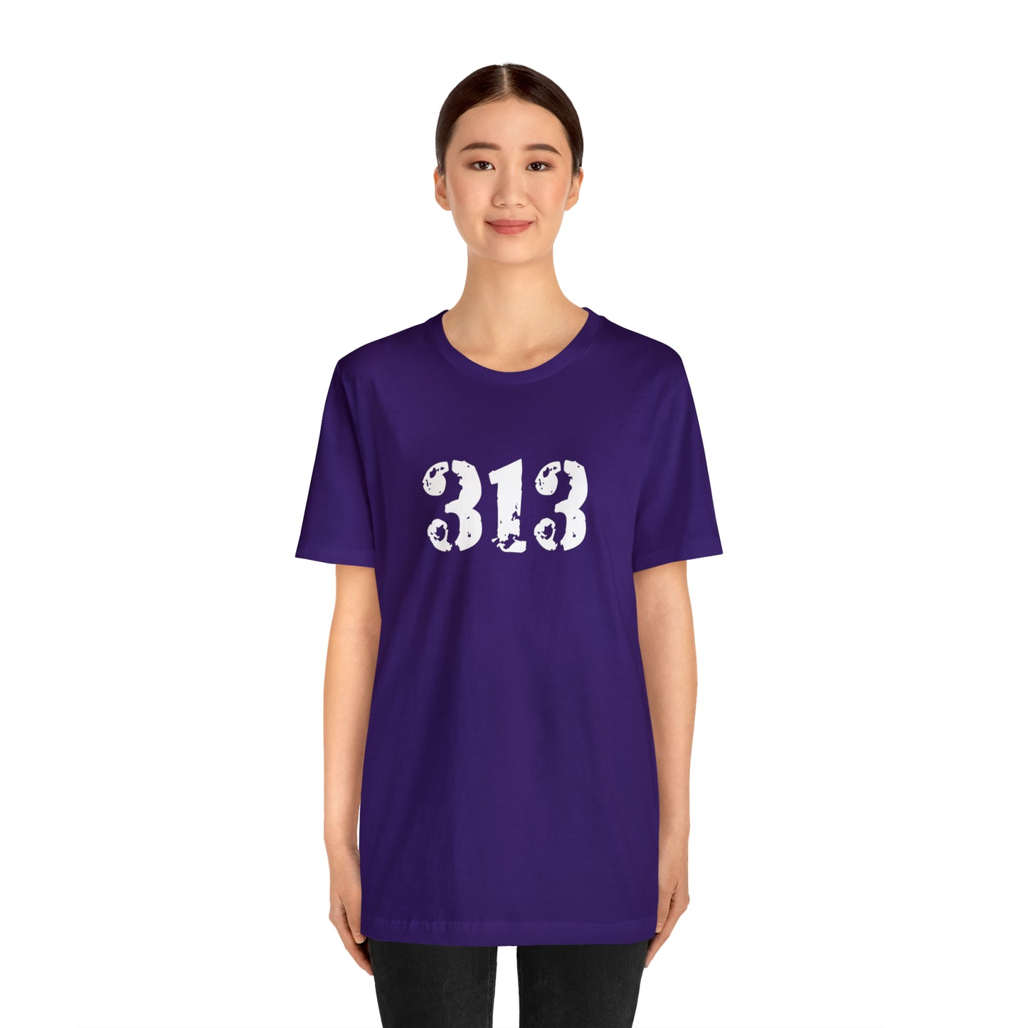 Detroit '313' T-Shirt (Distressed Stencil Font) | Unisex Standard Fit