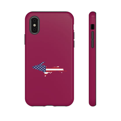 Michigan Upper Peninsula Tough Phone Case (Ruby Red w/ UP USA Flag Outline) | Apple iPhone