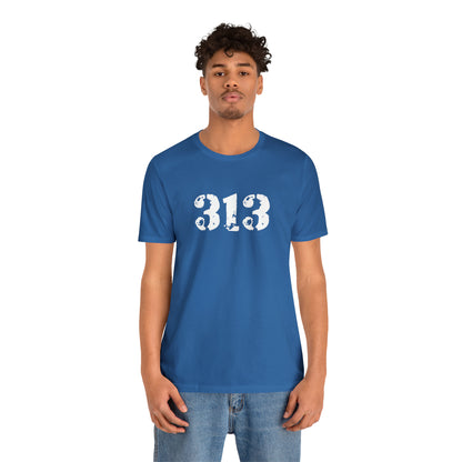 Detroit '313' T-Shirt (Distressed Stencil Font) | Unisex Standard Fit