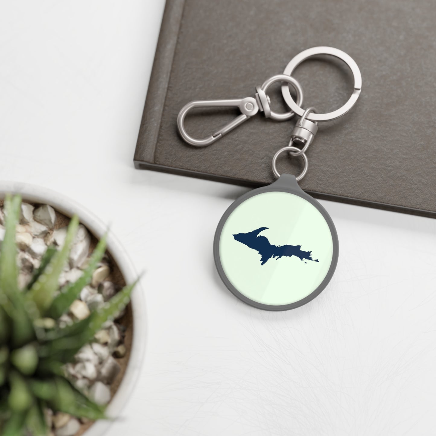 Michigan Upper Peninsula Keyring (w/ Navy UP Outline) | Dew Green