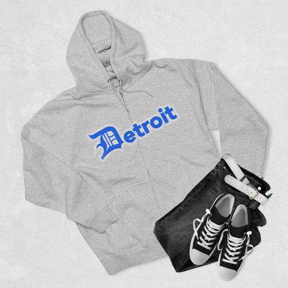 'Detroit' Hoodie (Motor Town Blue w/ Old English 'D') | Unisex Full Zip