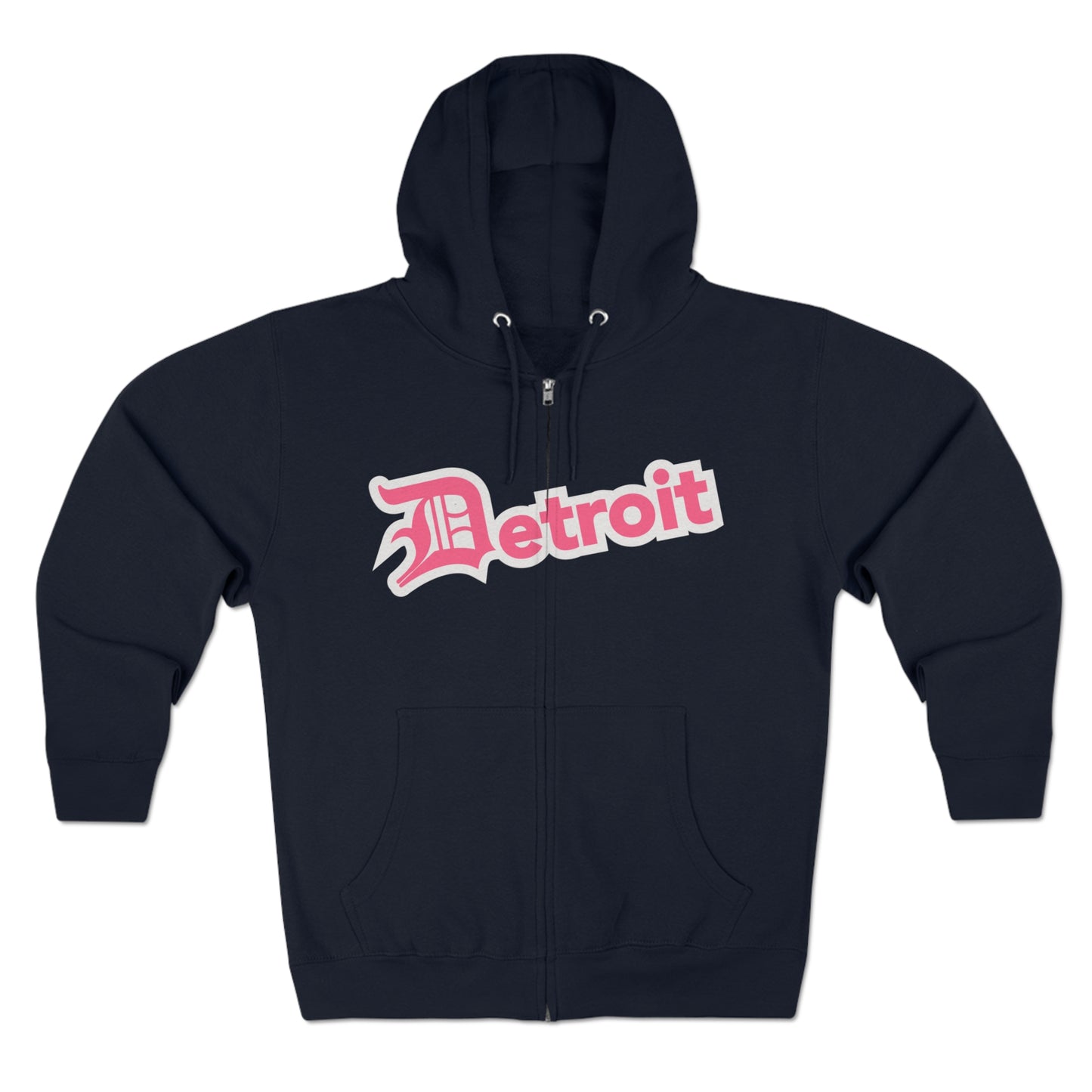 'Detroit' Hoodie (Rhodochrosite Pink w/ Old English 'D') | Unisex Full Zip