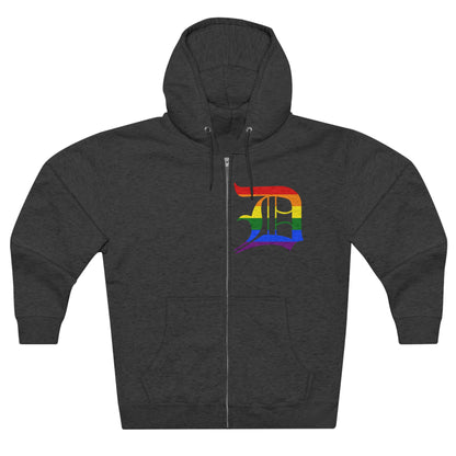 Detroit 'Old English D' Hoodie (Rainbow Pride Edition) | Unisex Full Zip