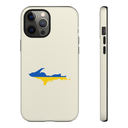 Michigan Upper Peninsula Tough Phone Case (Ivory Color w/ UP Ukraine Flag Outline) | Apple iPhone