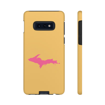 Michigan Upper Peninsula Tough Phone Case (Citrine w/ Pink UP Outline) | Samsung & Pixel Android