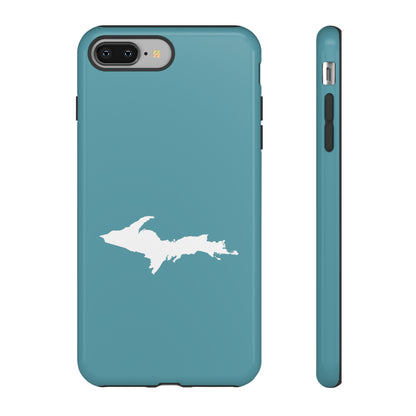 Michigan Upper Peninsula Tough Phone Case (Lake Huron Blue w/ UP Outline) | Apple iPhone