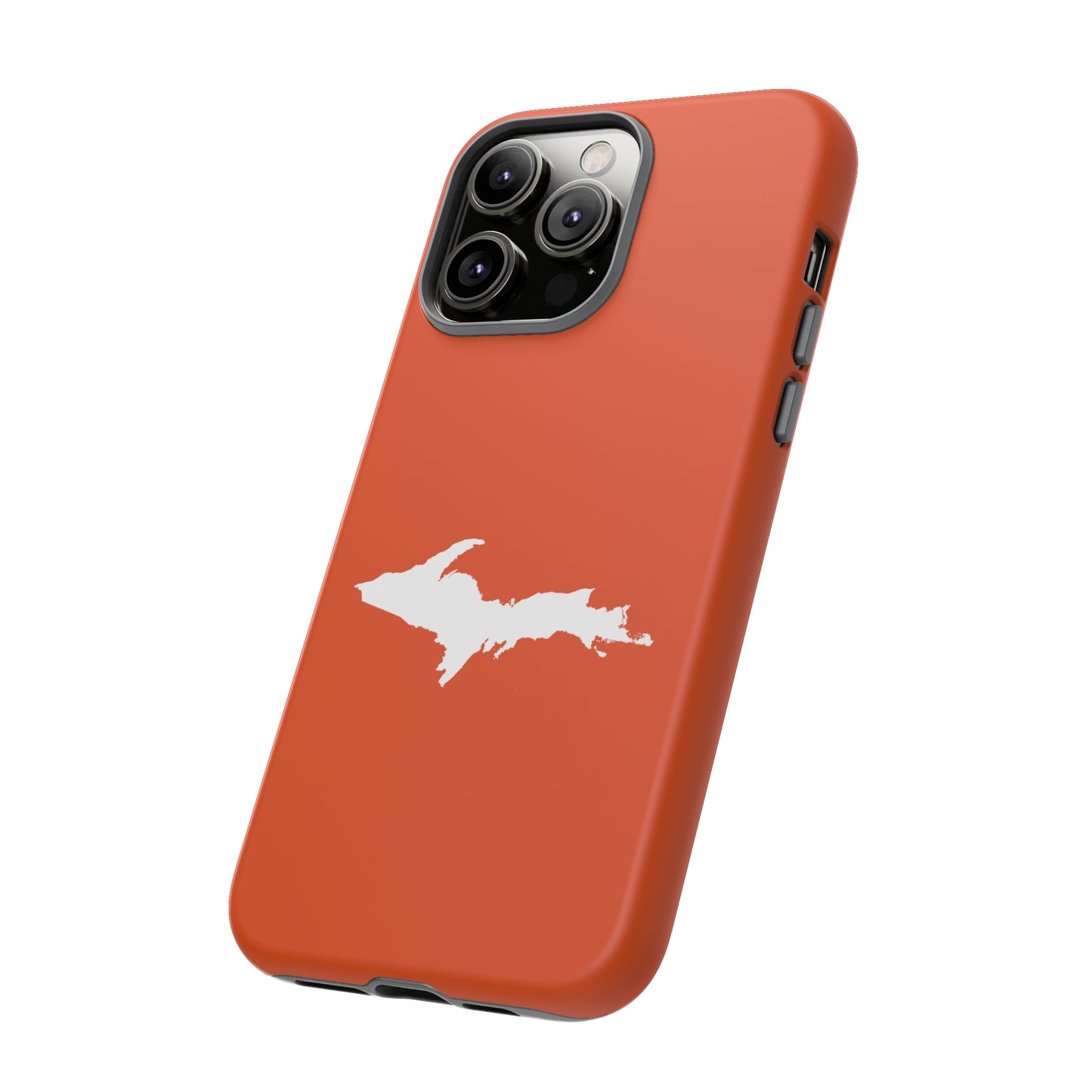 Michigan Upper Peninsula Tough Phone Case (Maple Leaf Orange w/ UP Outline) | Apple iPhone