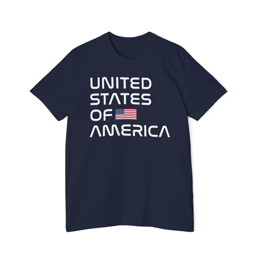 'United States of America' T-Shirt (Space Agency Font & USA Flag) | Made in USA