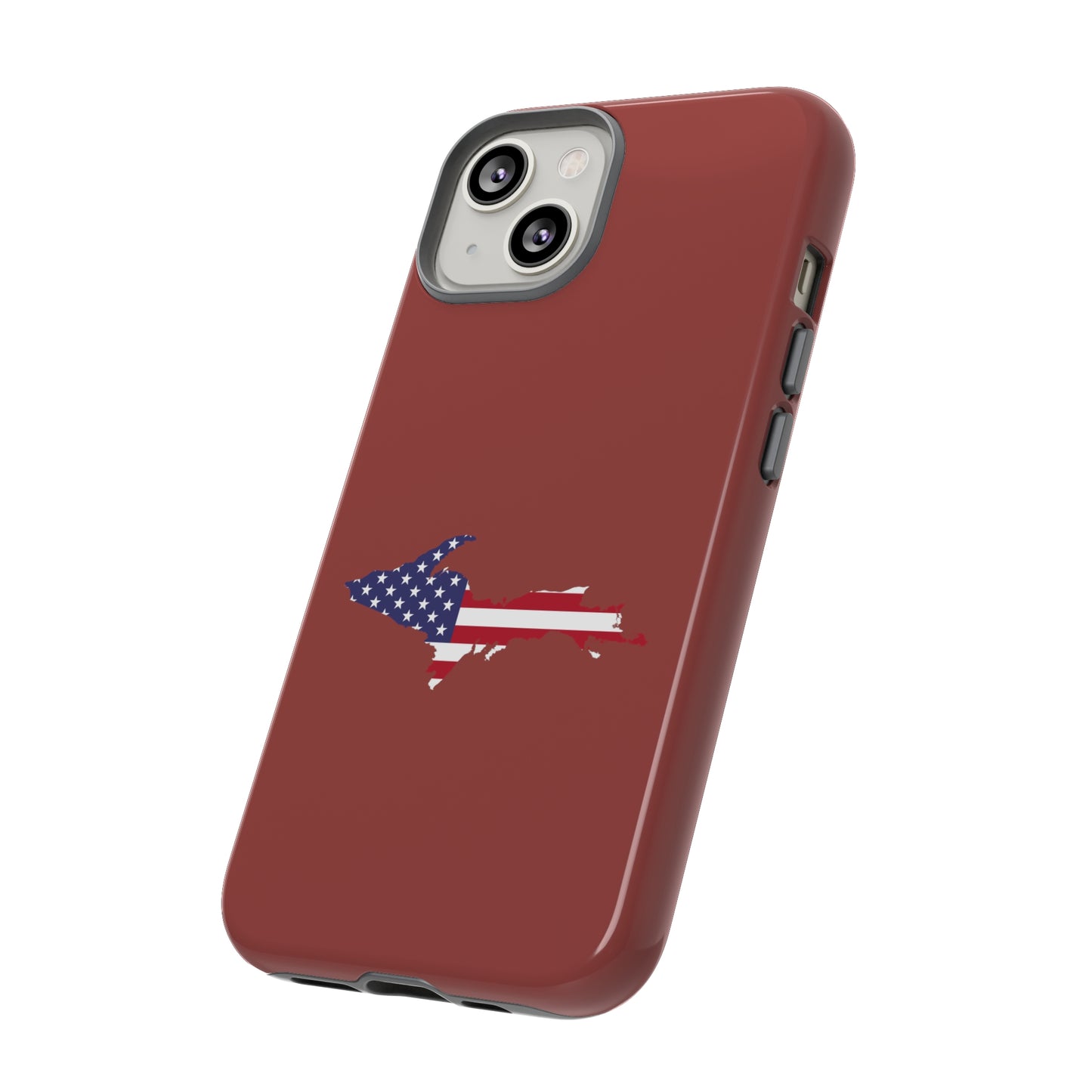 Michigan Upper Peninsula Tough Phone Case (Ore Dock Red w/ UP USA Flag Outline) | Apple iPhone