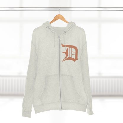 Detroit 'Old English D' Hoodie (Copper Color) | Unisex Full Zip