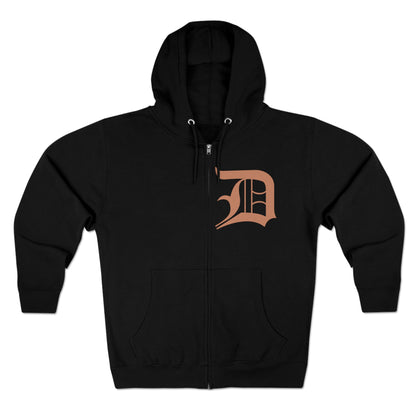 Detroit 'Old English D' Hoodie (Copper Color) | Unisex Full Zip