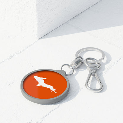 Michigan Upper Peninsula Keyring (w/ UP Outline) | Maple Leaf Orange