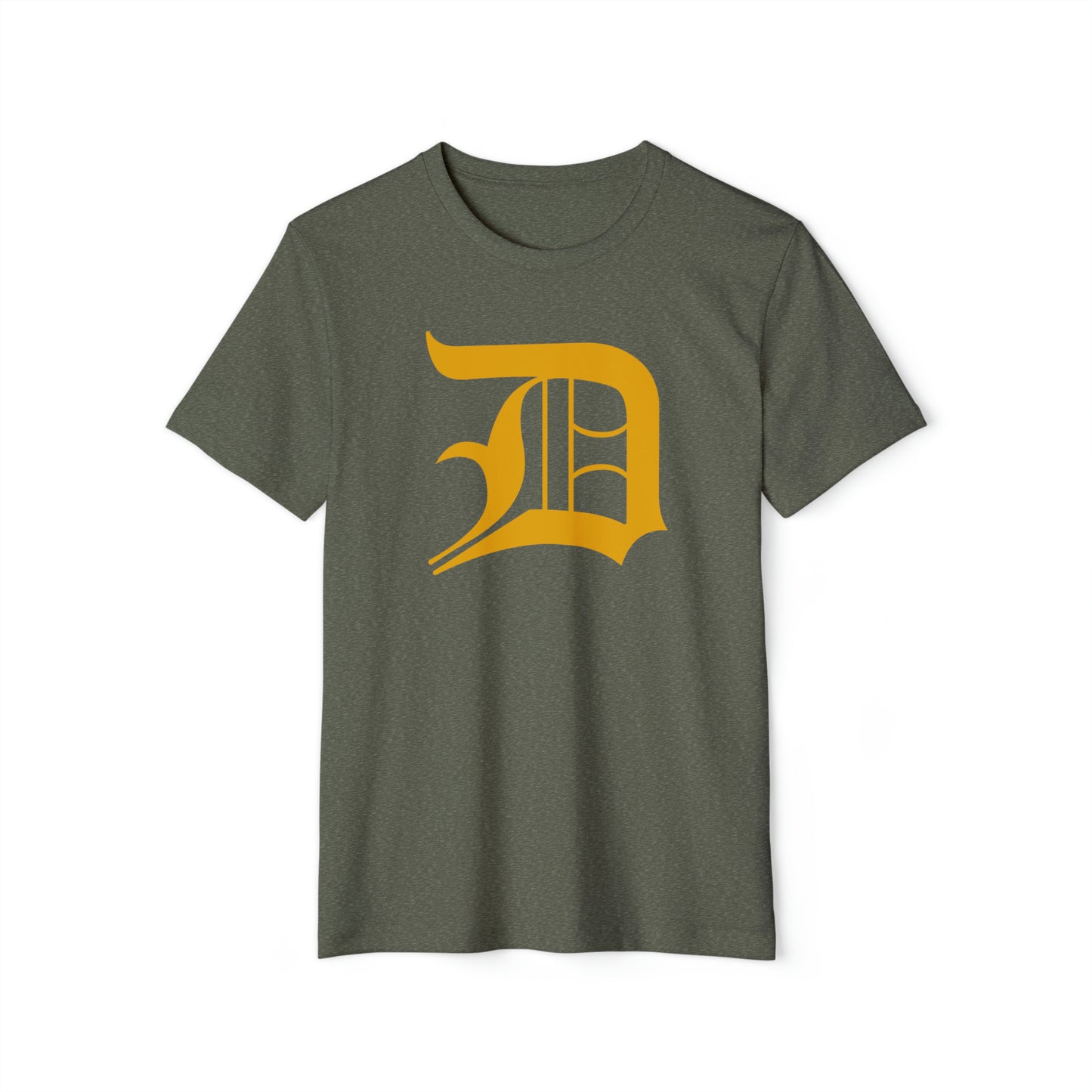 Detroit 'Old English D' T-Shirt (Gold) | Unisex Recycled Organic