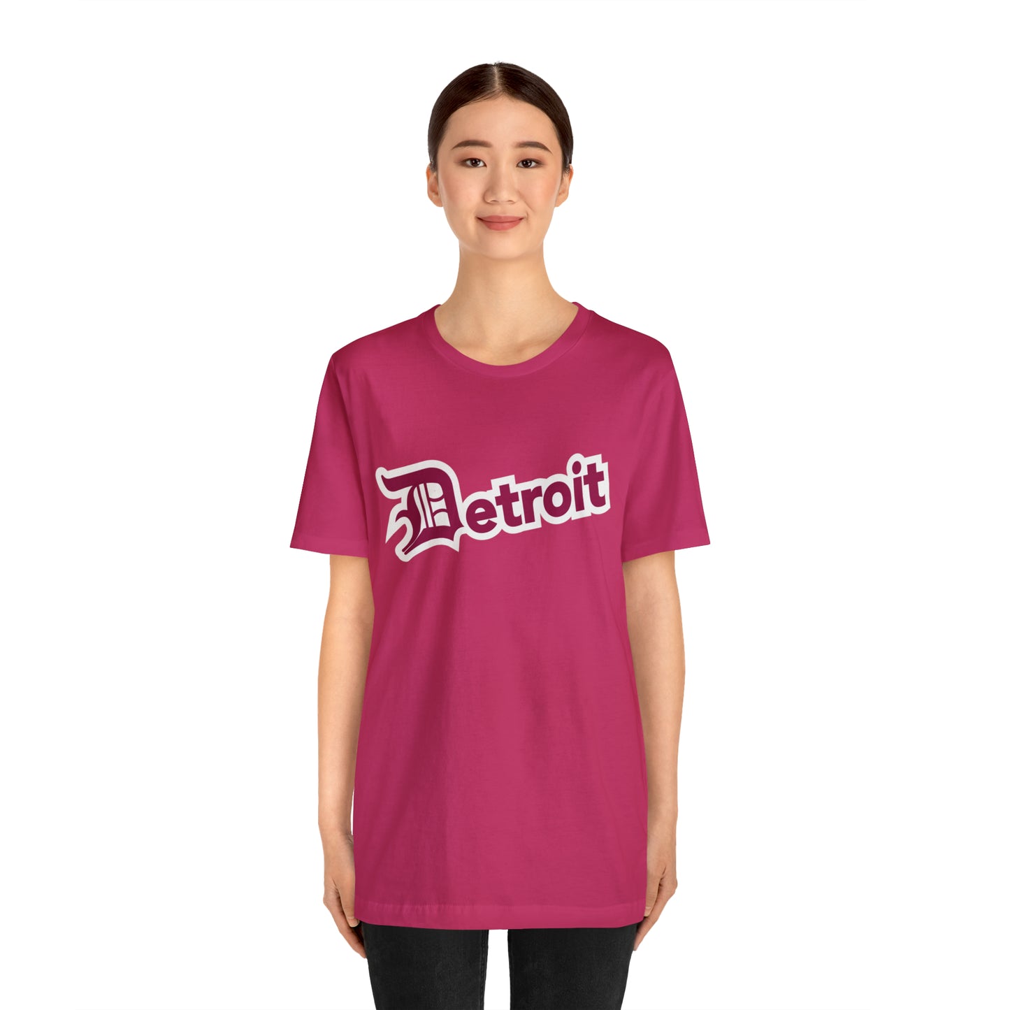 'Detroit' T-Shirt (Ruby Red w/ Old English 'D') | Unisex Standard