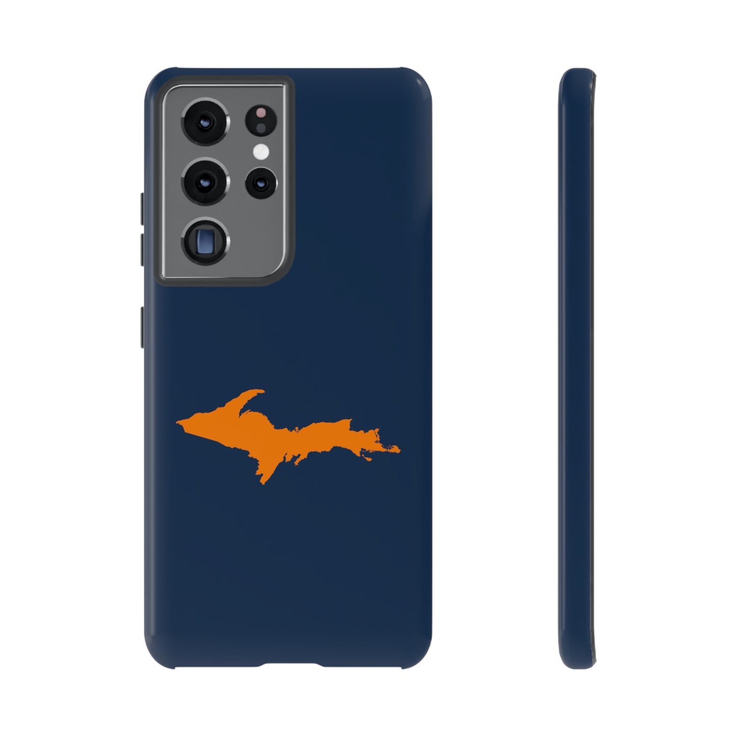 Michigan Upper Peninsula Tough Phone Case (Navy w/ Orange UP Outline) | Samsung & Pixel Android