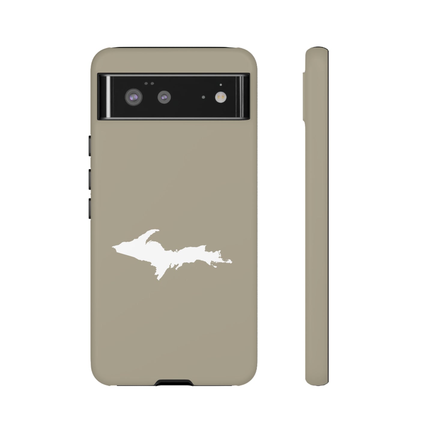 Michigan Upper Peninsula Tough Phone Case (Petoskey Stone Beige w/ UP Outline) | Samsung & Pixel Android