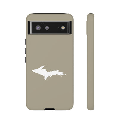 Michigan Upper Peninsula Tough Phone Case (Petoskey Stone Beige w/ UP Outline) | Samsung & Pixel Android