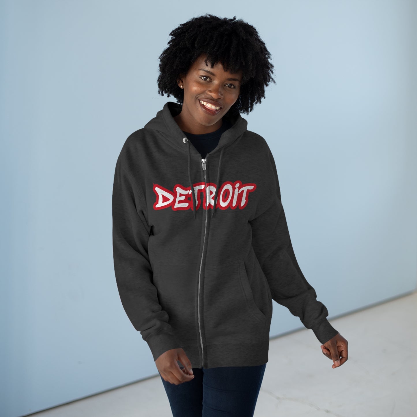 'Detroit' Hoodie (Aliform Red Tag Font) | Unisex Full Zip