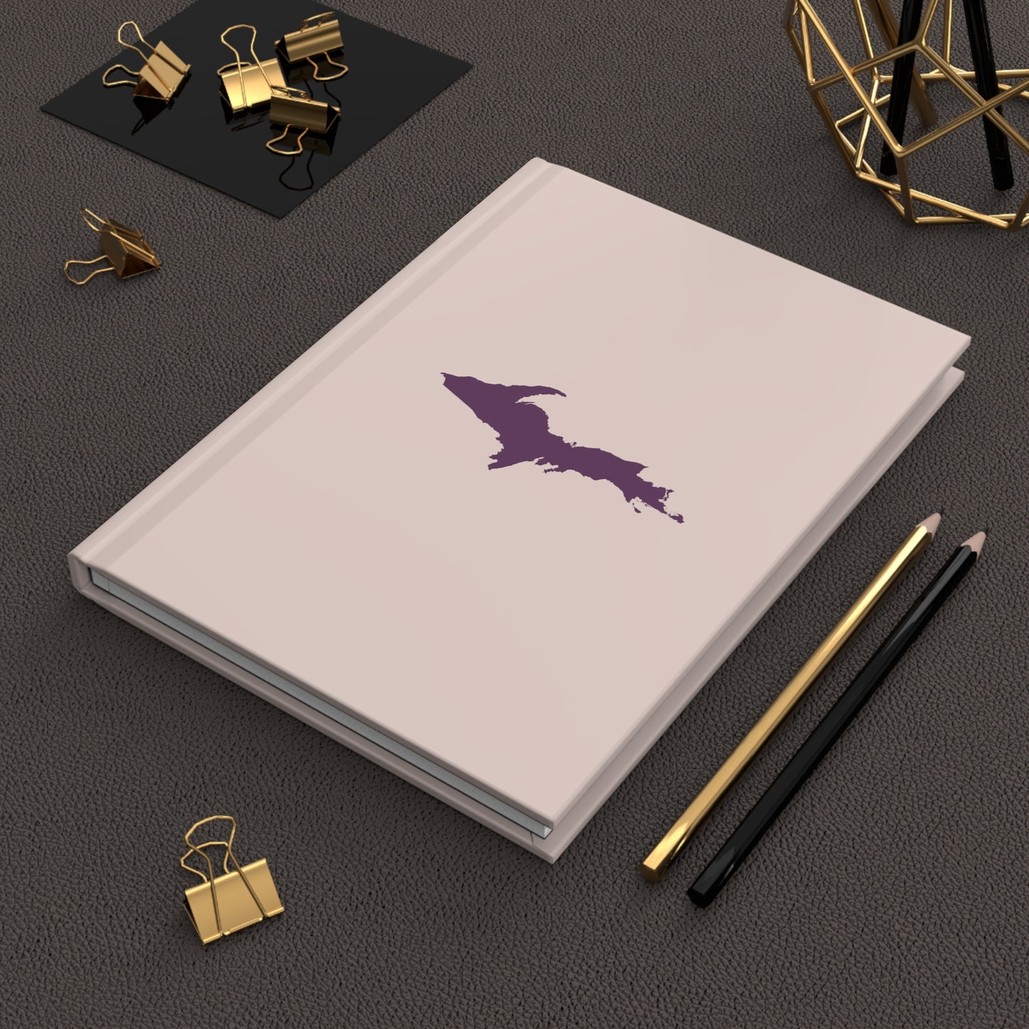 Michigan Upper Peninsula Hardcover Journal (Champagne Pink w/ Plum Outline) | Ruled - 150pgs