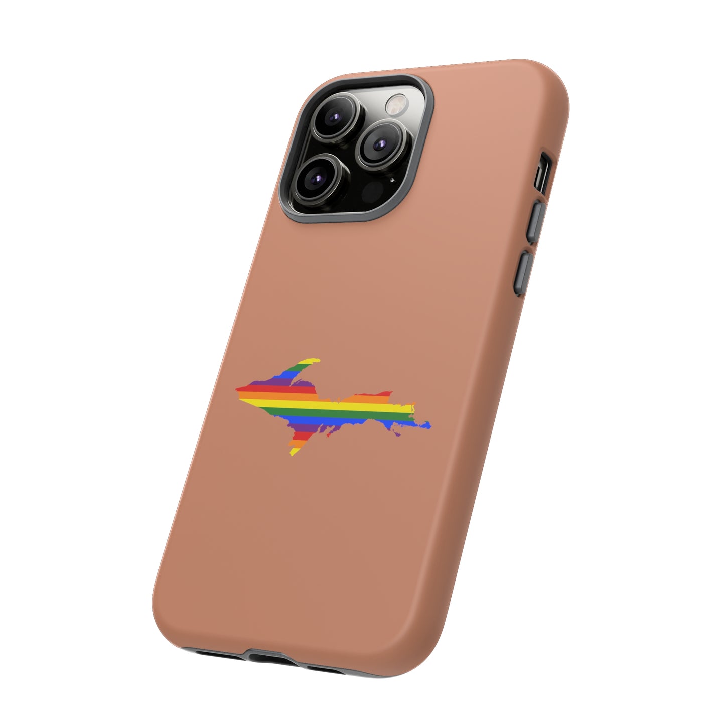 Michigan Upper Peninsula Tough Phone Case (Copper Color w/ UP Pride Flag Outline) | Apple iPhone