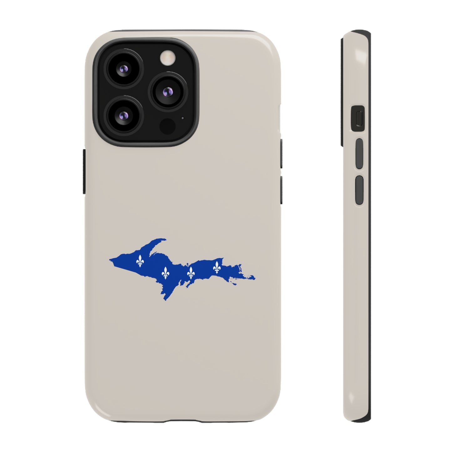 Michigan Upper Peninsula Tough Phone Case (Canvas Color w/ UP Quebec Flag Outline) | Apple iPhone