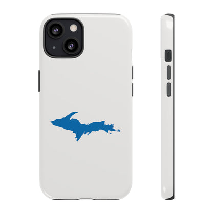 Michigan Upper Peninsula Tough Phone Case (Birch Bark White w/ Azure UP Outline) | Apple iPhone