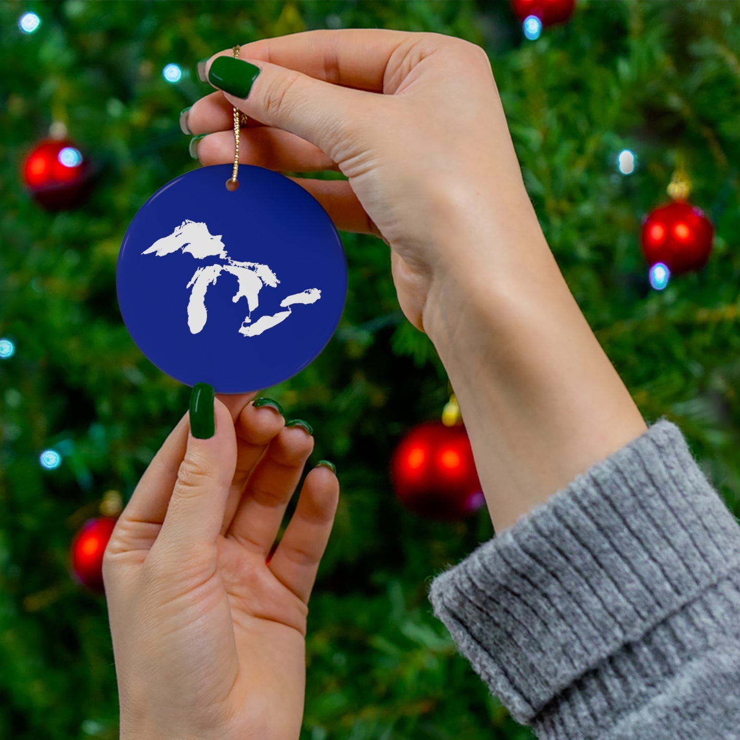 Great Lakes Christmas Ornament (Bourbon Blue) | Ceramic - 4 Shapes