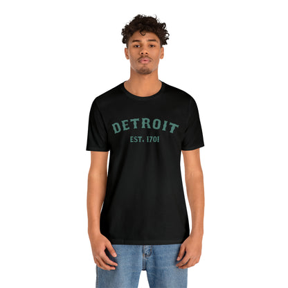 'Detroit EST. 1701' T-Shirt (Copper Green Ballpark Font) | Unisex Standard