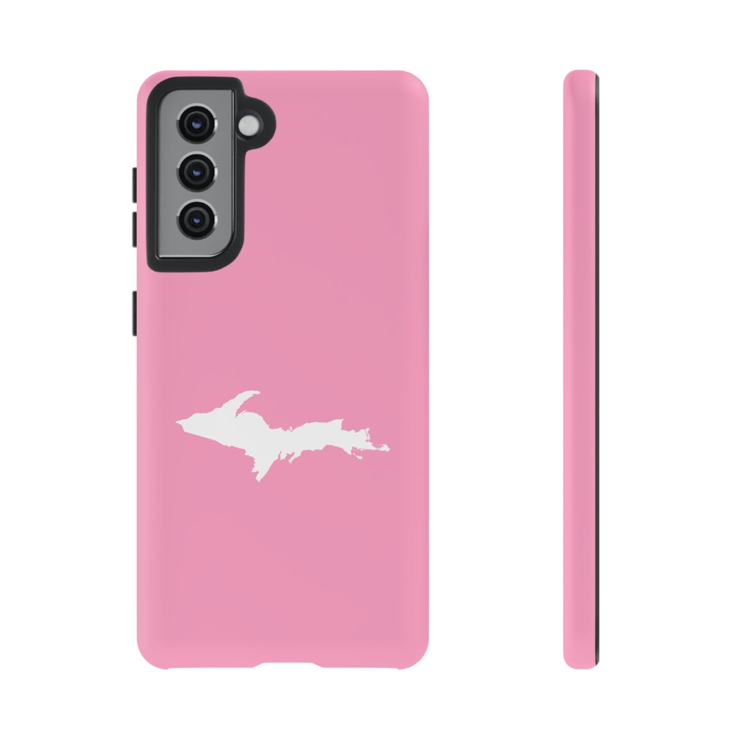 Michigan Upper Peninsula Tough Phone Case ('67 Caddie Pink w/ UP Outline) | Samsung & Pixel Android