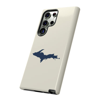 Michigan Upper Peninsula Tough Phone Case (Ivory w/ Navy UP Outline) | Samsung & Pixel Android