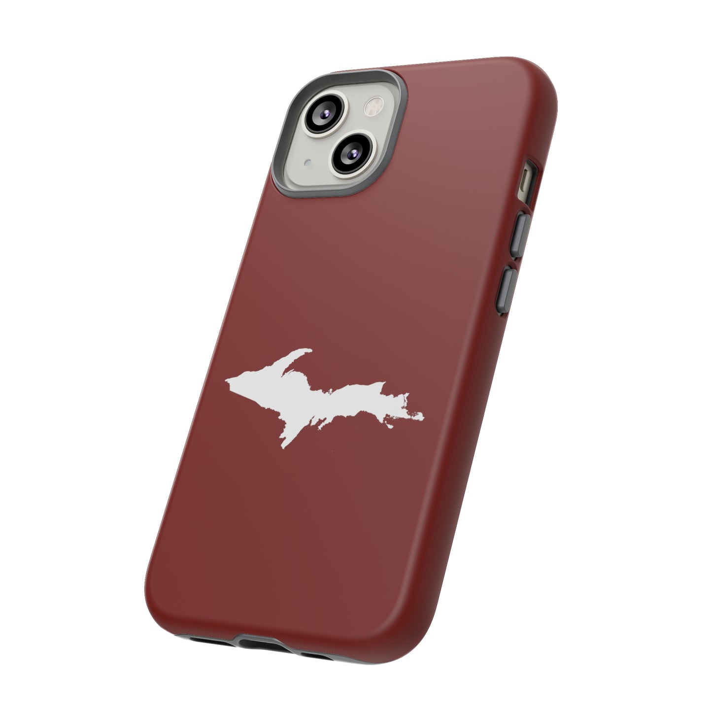 Michigan Upper Peninsula Tough Phone Case (Traverse Cherry Red w/ UP Outline) | Apple iPhone