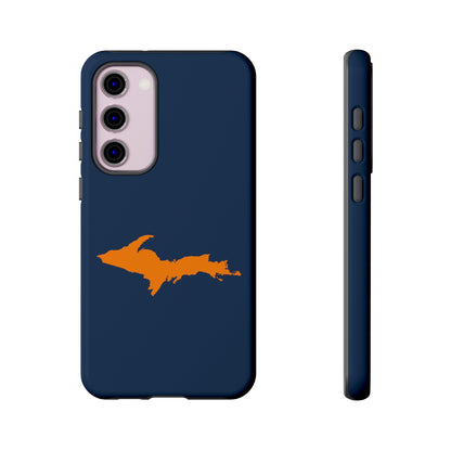 Michigan Upper Peninsula Tough Phone Case (Navy w/ Orange UP Outline) | Samsung & Pixel Android