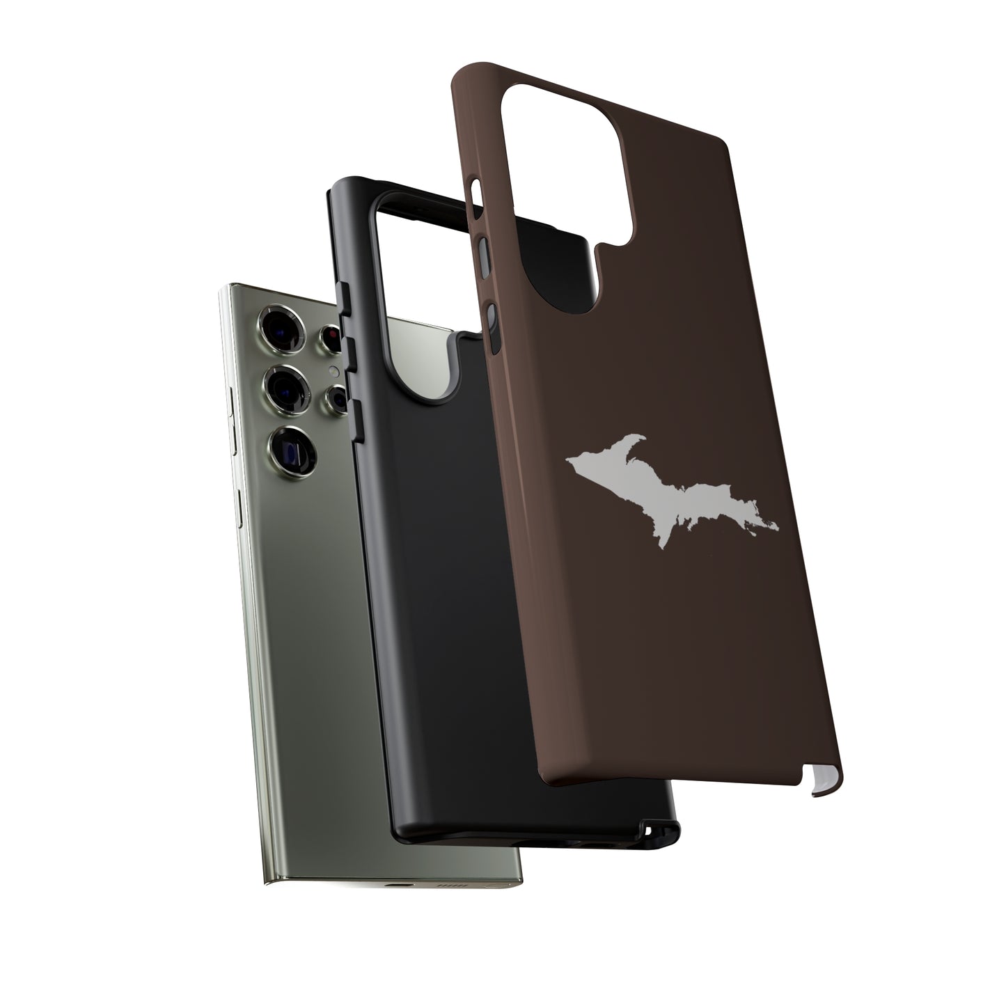 Michigan Upper Peninsula Tough Phone Case (Hickory Color w/ UP Outline) | Samsung & Pixel Android