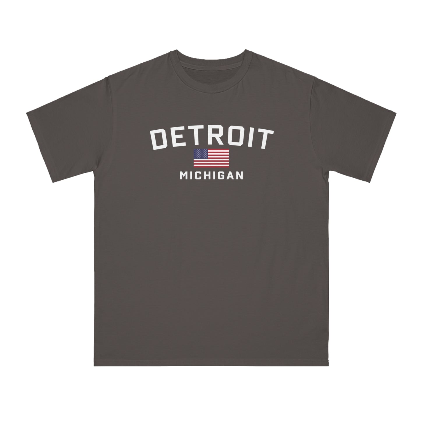 'Detroit Michigan' T-Shirt (w/ USA Flag) | Organic Unisex