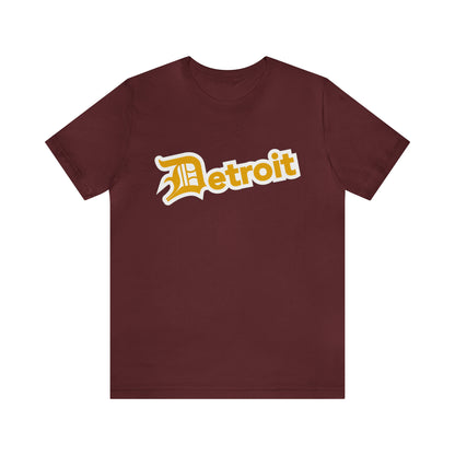 'Detroit' T-Shirt (Gold w/ Old English 'D') | Unisex Standard