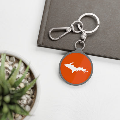 Michigan Upper Peninsula Keyring (w/ UP Outline) | Maple Leaf Orange