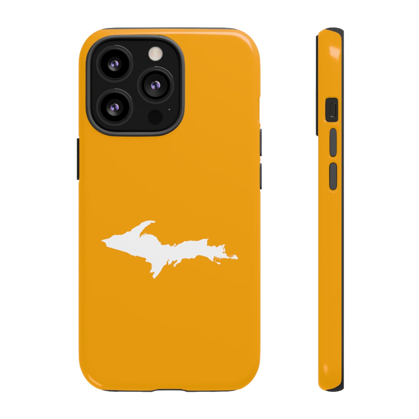 Michigan Upper Peninsula Tough Phone Case (Autumn Birch Leaf Color w/ UP Outline) | Apple iPhone