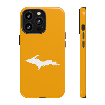 Michigan Upper Peninsula Tough Phone Case (Autumn Birch Leaf Color w/ UP Outline) | Apple iPhone