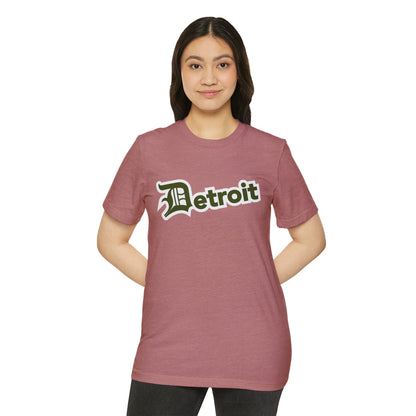 Detroit' T-Shirt (Army Green Old English 'D') | Unisex Recycled Organic