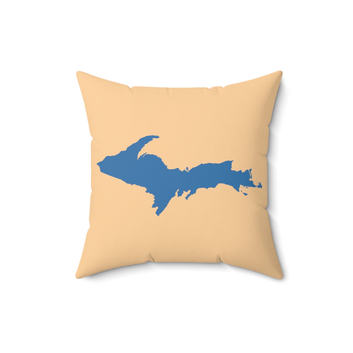 Michigan Upper Peninsula Accent Pillow (w/ UP Outline) | Pale Apricot