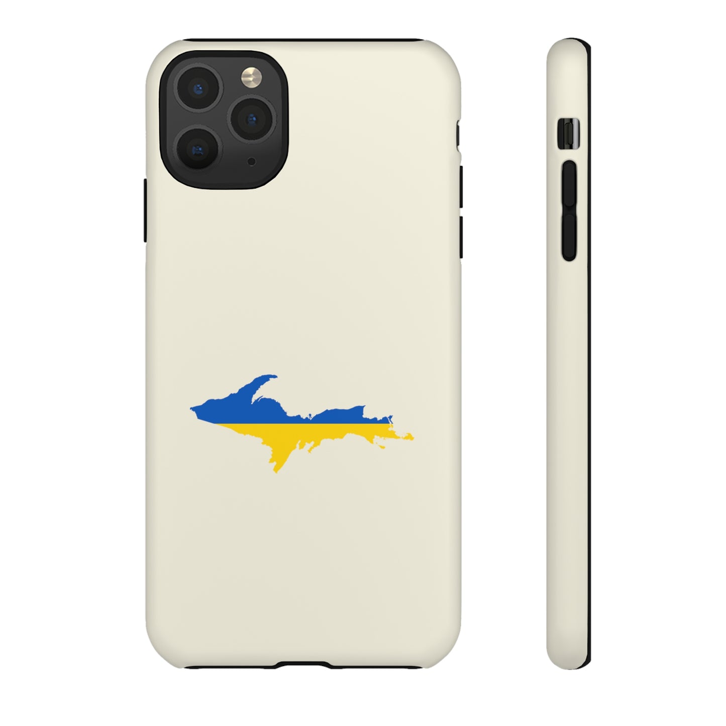 Michigan Upper Peninsula Tough Phone Case (Ivory Color w/ UP Ukraine Flag Outline) | Apple iPhone