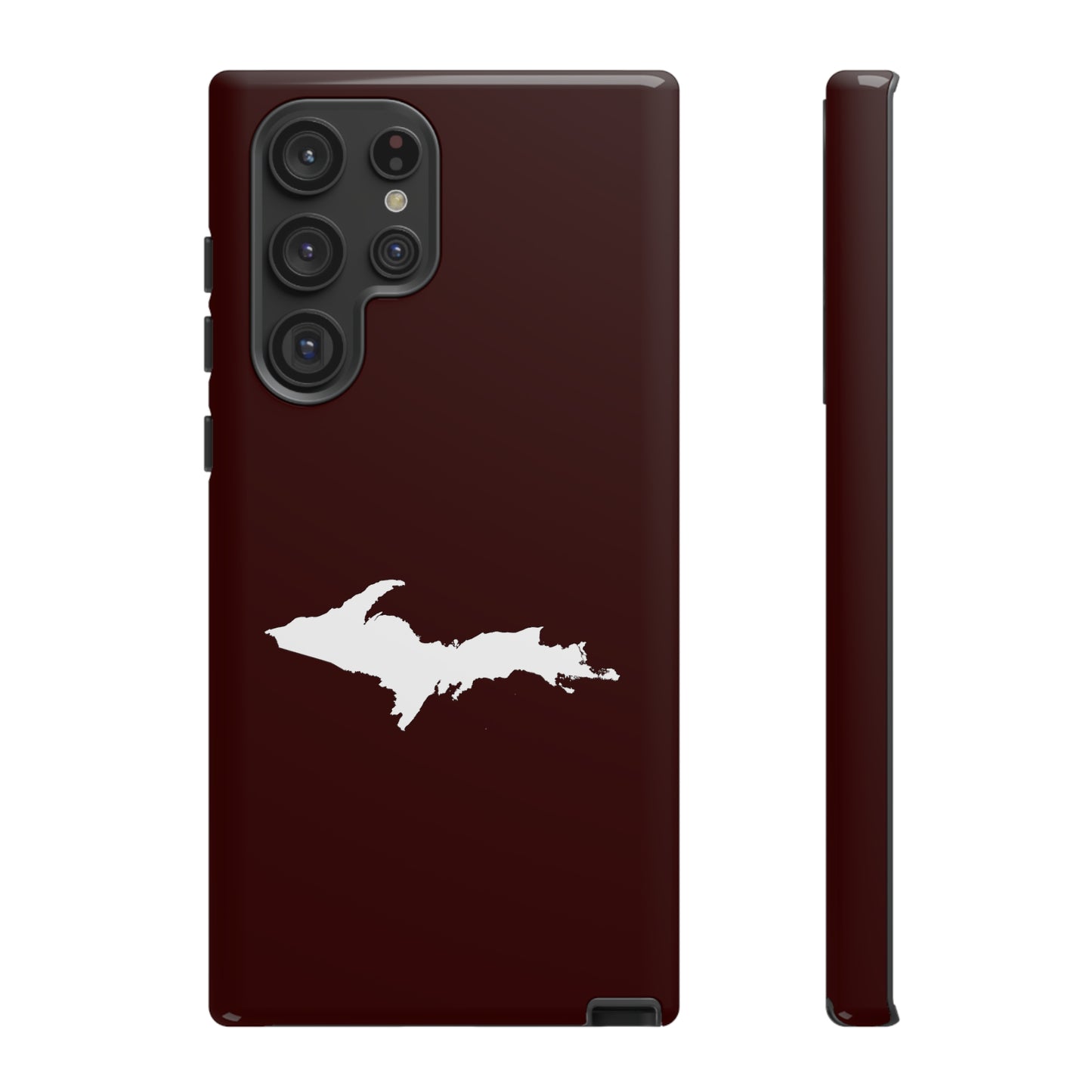 Michigan Upper Peninsula Tough Phone Case (Cherrywood Color w/ UP Outline) | Samsung & Pixel Android